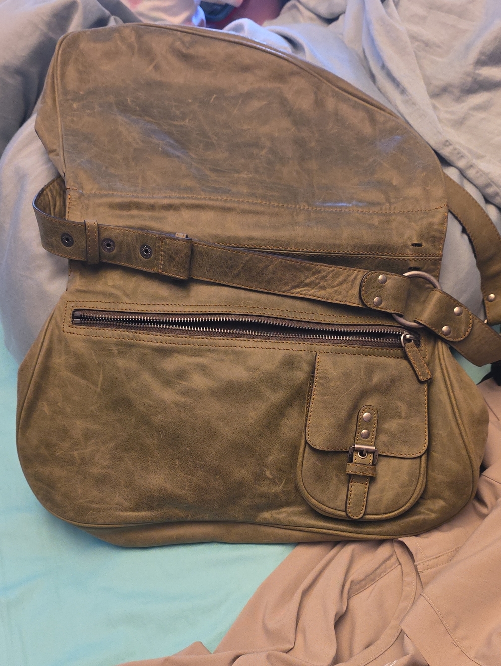 Christian Dior Gaucho Double Saddle Bag Green & Brown Leather - Picture 5 of 6